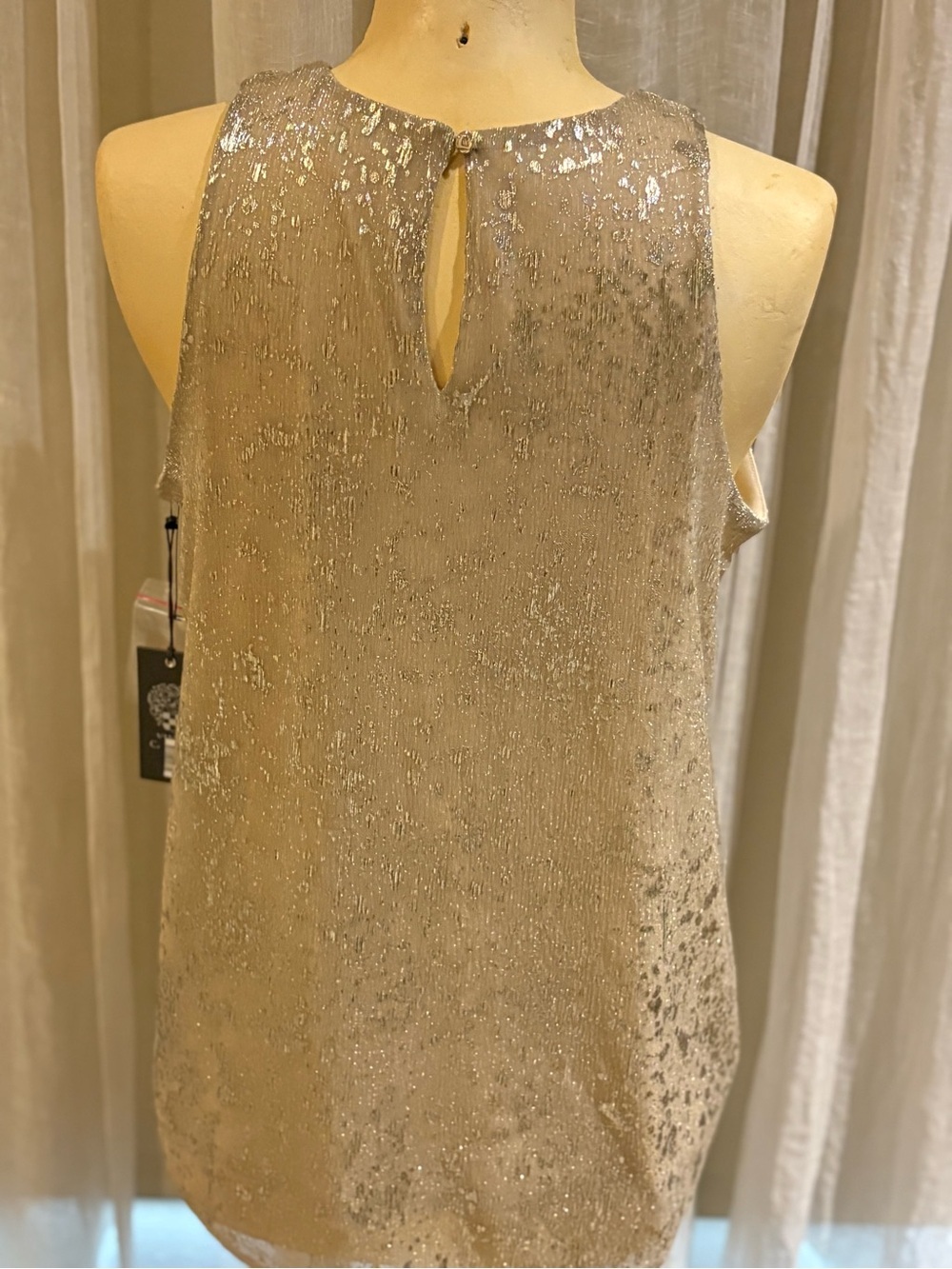 Vince Camuto Metallic Gold Sleeveless Halter Top - Picture 2 of 5